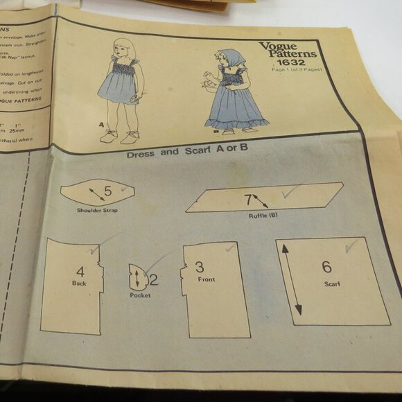 Little Vogue 1632 Clothing Pattern Sun Dress, Bloomers, Scarf complete - Picture 4 of 8